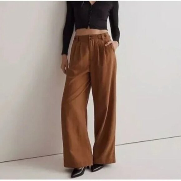 Madewell Harlow Wide Leg Pant Linen Sailor Acorn - Picture 1 of 9
